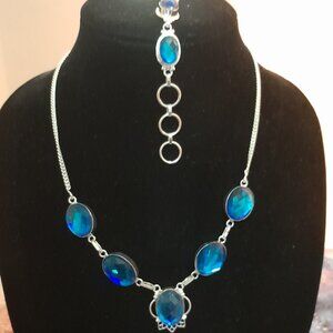 HONORA - FIRE BLUE TOPAZ NECKLACE & BRACELET SET